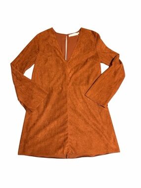 ASTR Burnt Orange Suede-Look Dress